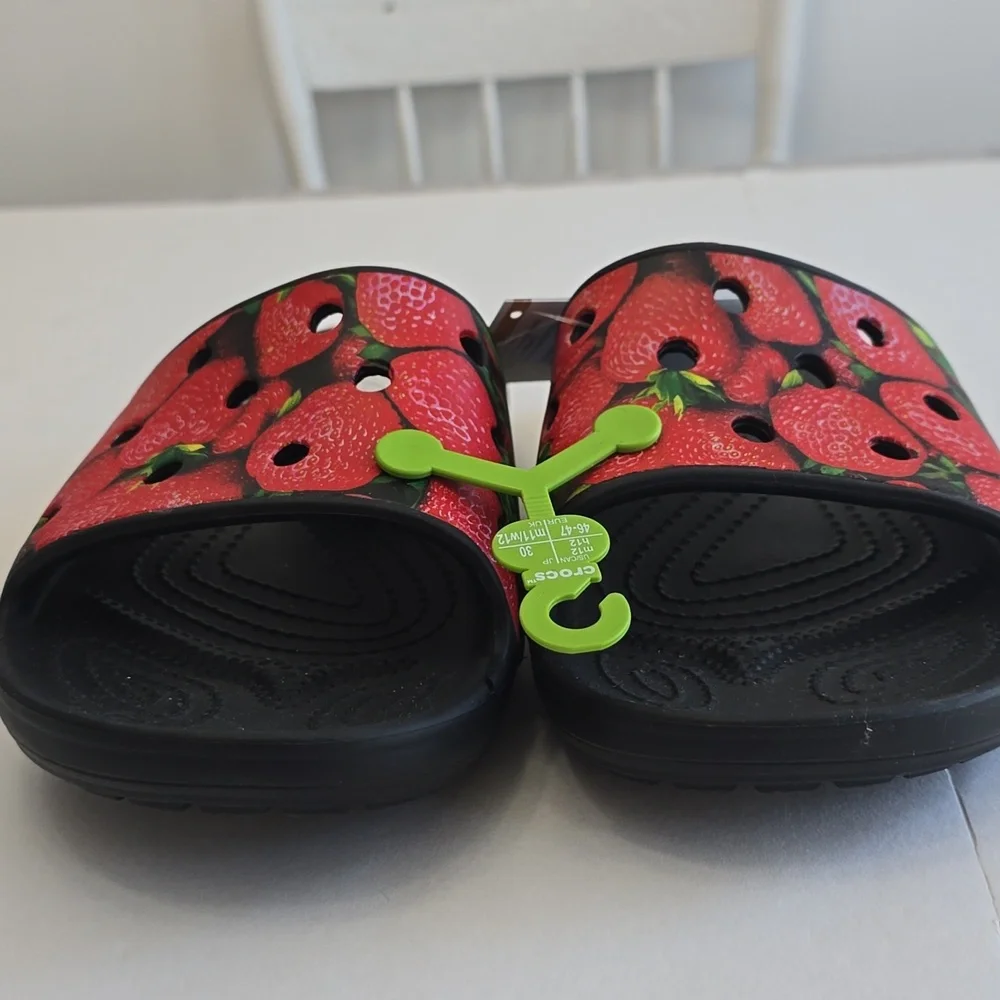 NWT Crocs Men's Classic Hyperreal Strawberry Slides Size 12
